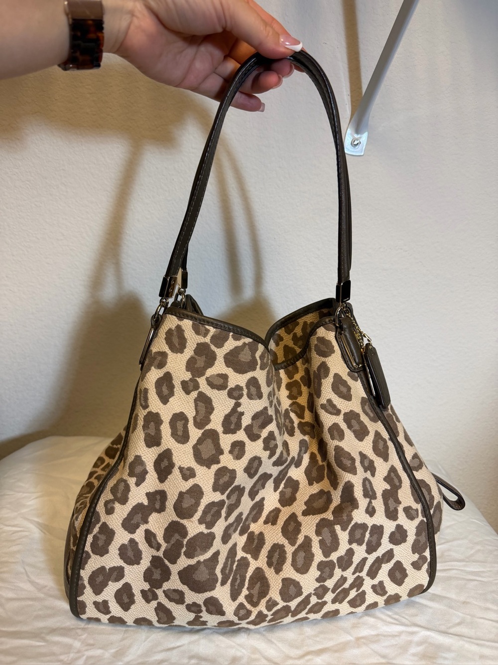 Coach Leopard Print Shoulder Bag - Brown/Cream